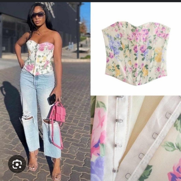 Zara Tops - Zara Multicolor Floral Corset Top